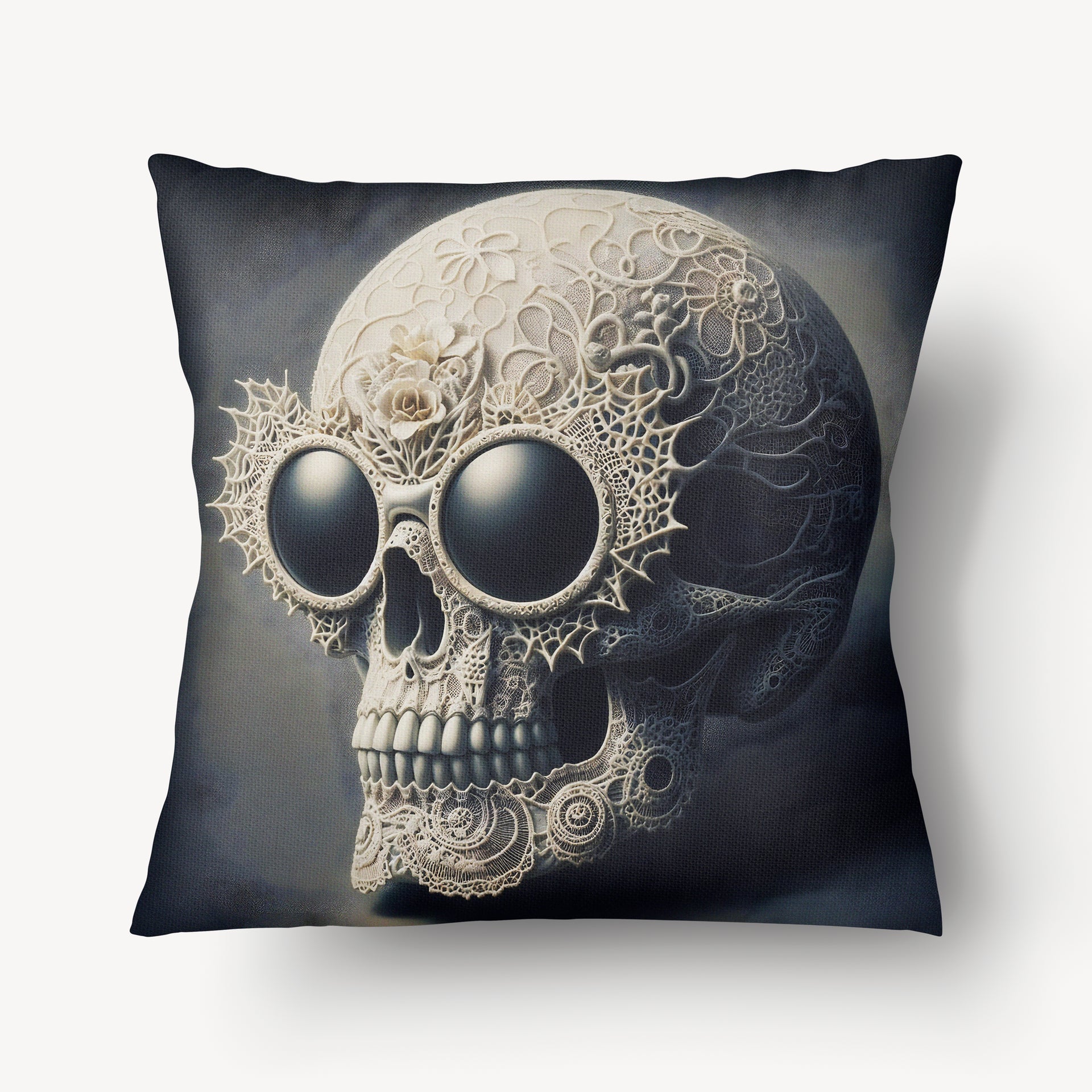 Housse de Coussin VANITÉ - Solo Skull Dentelle