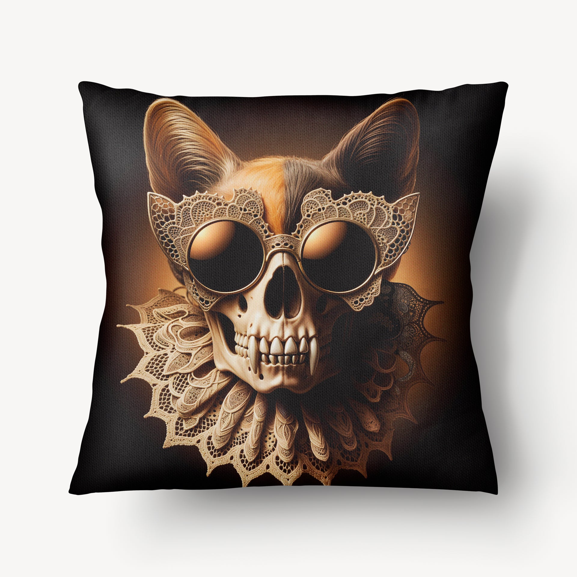 Housse de Coussin VANITÉ - Solo Skull Chat - 45cm