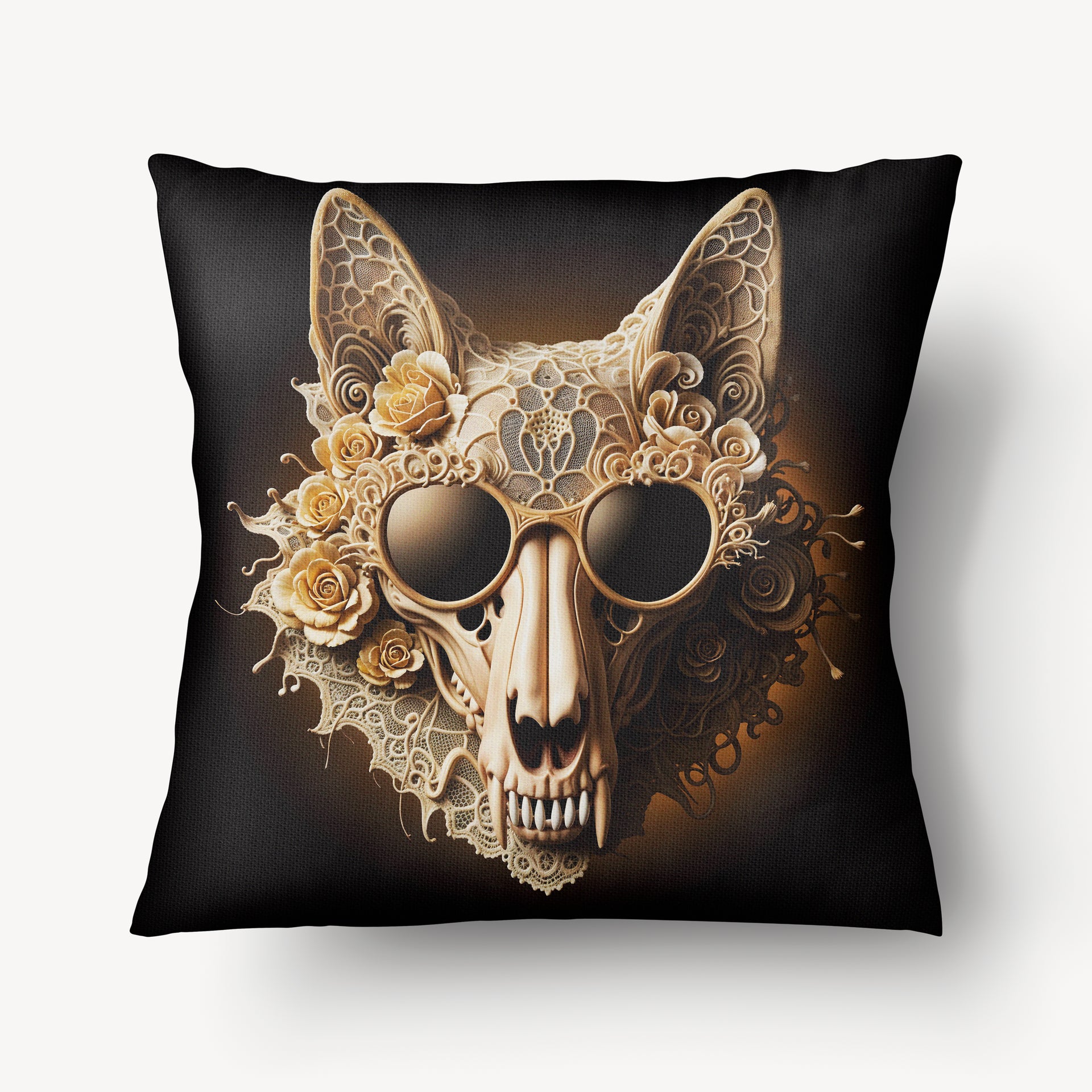 Housse de Coussin VANITÉ - Solo Skull Loup - 45cm