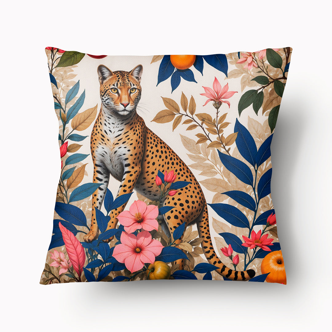 Housse de Coussin BESTIAIRE - Duo Jaguar Floral - 45cm