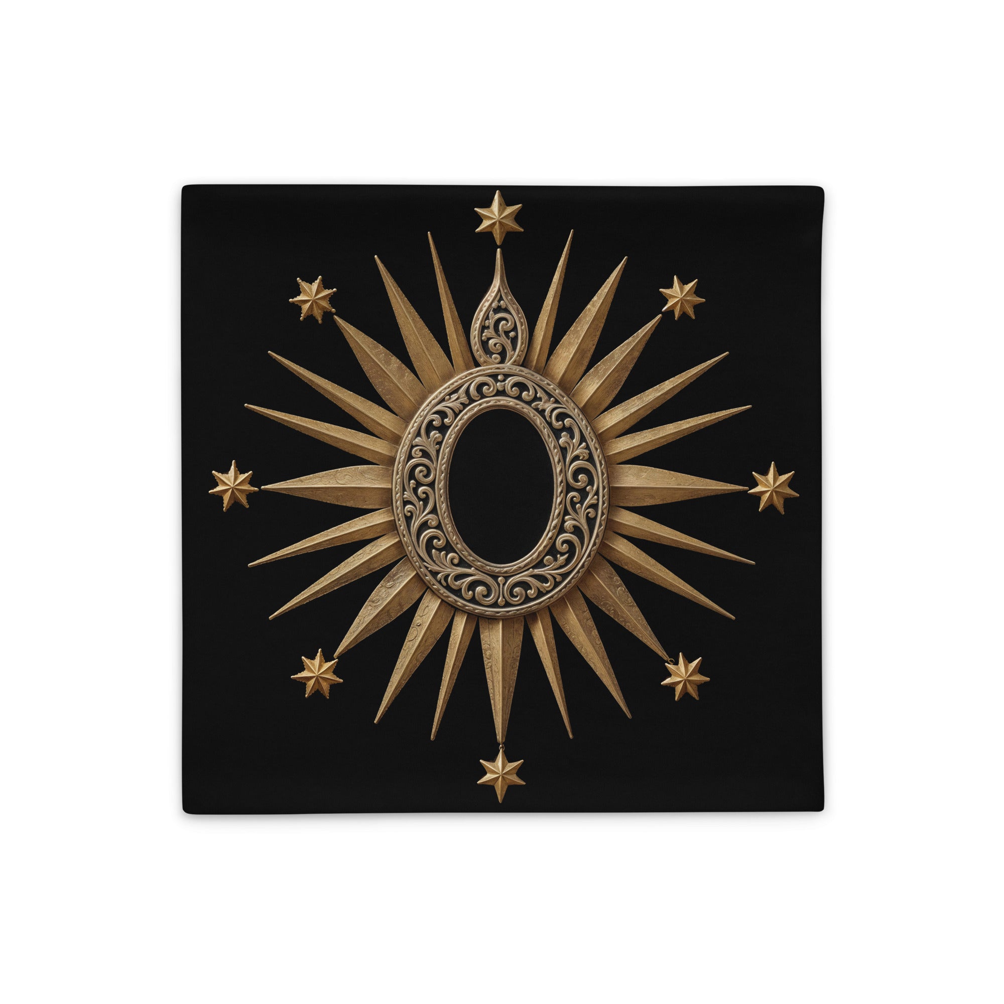 Housse de Coussin MADONE Mzelle Design, motif médaillon doré sur fond noir