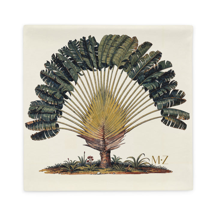 Housse de décoration tropicale thème CARAÏBE Mzelle Design, motif style naturaliste aqurarelle, arbre du voyageur