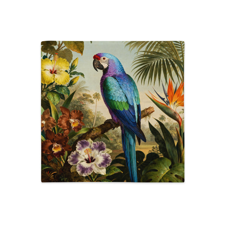 Housse de Coussin exotique mzelle design, motif coloré de perroquet et de jardin tropical charmant, décoration chic.