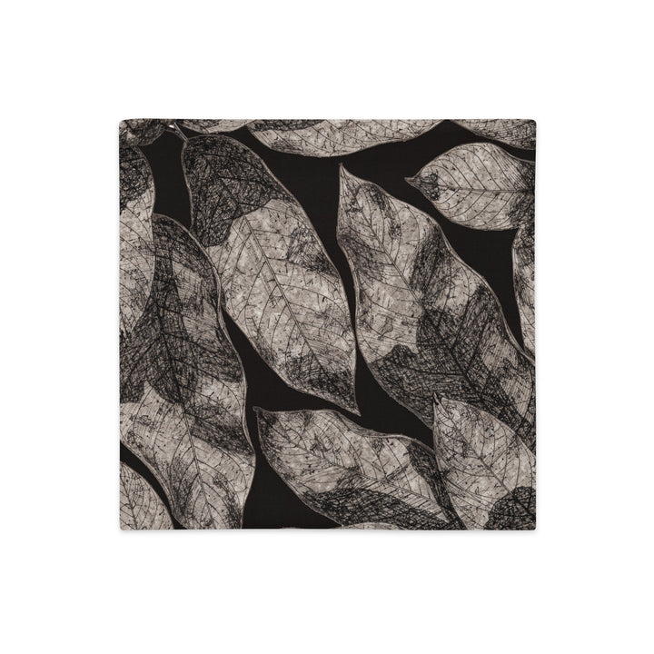 Housse décorative Coussin motif feuilles sur tissu d'aspect lin, mzelle design, design naturaliste de décoration tropicale élégante.