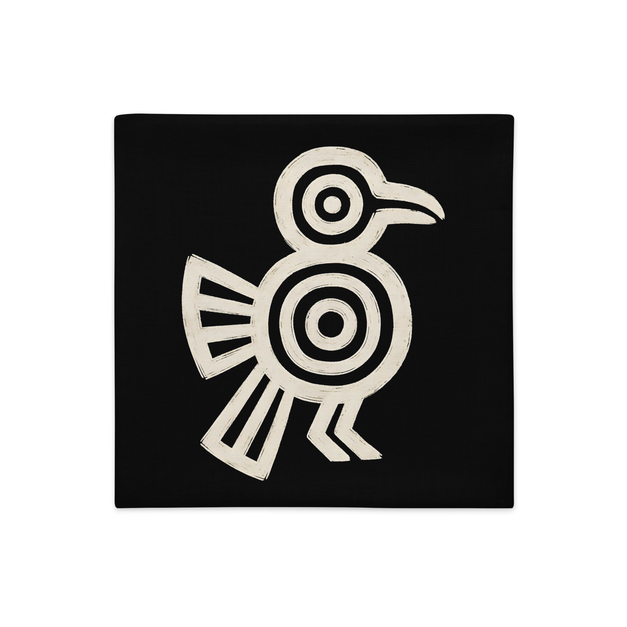 Housse Décoration noir et écru, Motif Précolombien Oiseau Symbole Maya MZelle Design