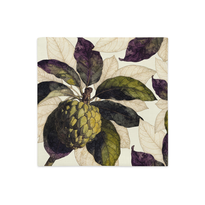Housse décorative aspect lin mzelle design, Coussin fruit exotique au design naturaliste inspiré des Antilles. Imprimés modernes, décoration tropicale élégante.