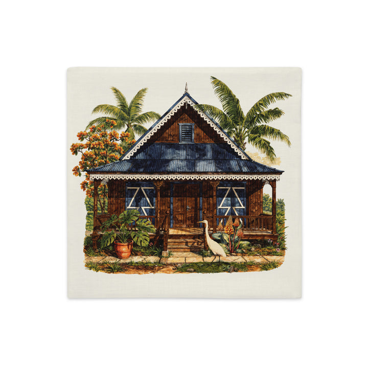 Housse décorative CARAÏBE mzelle design, Imprimé tropical Maison Créole Antilles style aquarelle naturaliste.