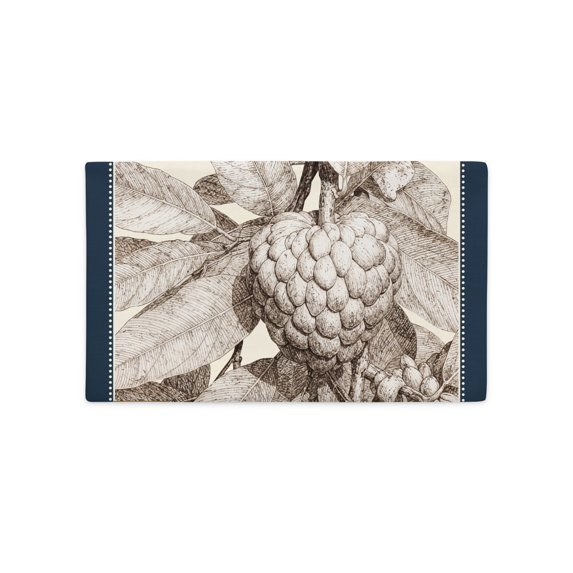 Housse décorative aspect lin, mzelle design, Coussin fruit exotique au design naturaliste inspiré des Antilles. Imprimés modernes, décoration tropicale élégante. 