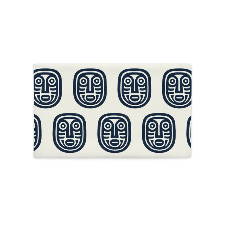 Mzelle Design Housse d'ambiance aspect lin rectangulaire 50x30cm - Un motif graphique style pétroglyphe amérindien sur fond écru.