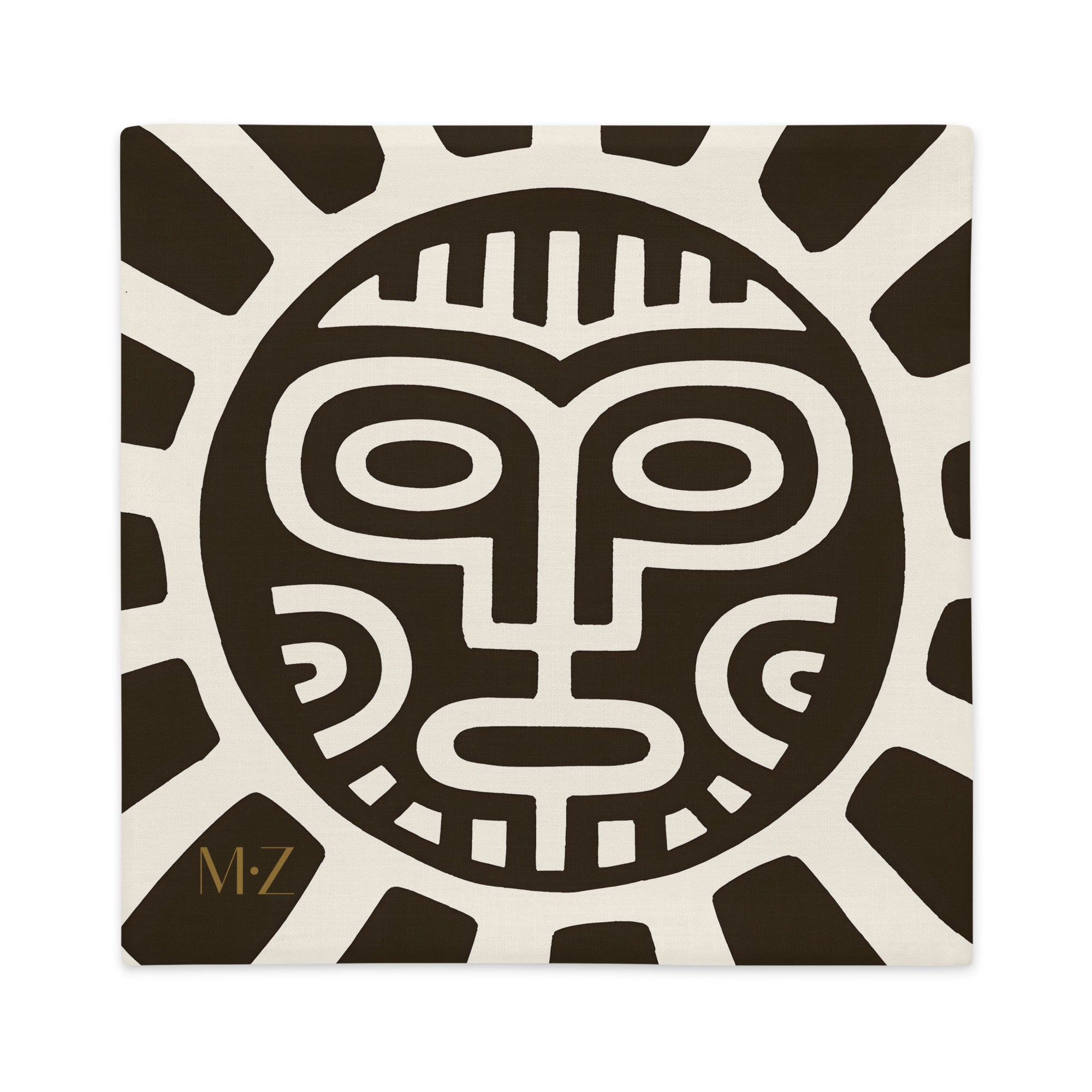 Housse de coussin aspect lin Mzelle Design,  Beau Design graphique d'inspiration Tainos et Arawaks sur fond clair