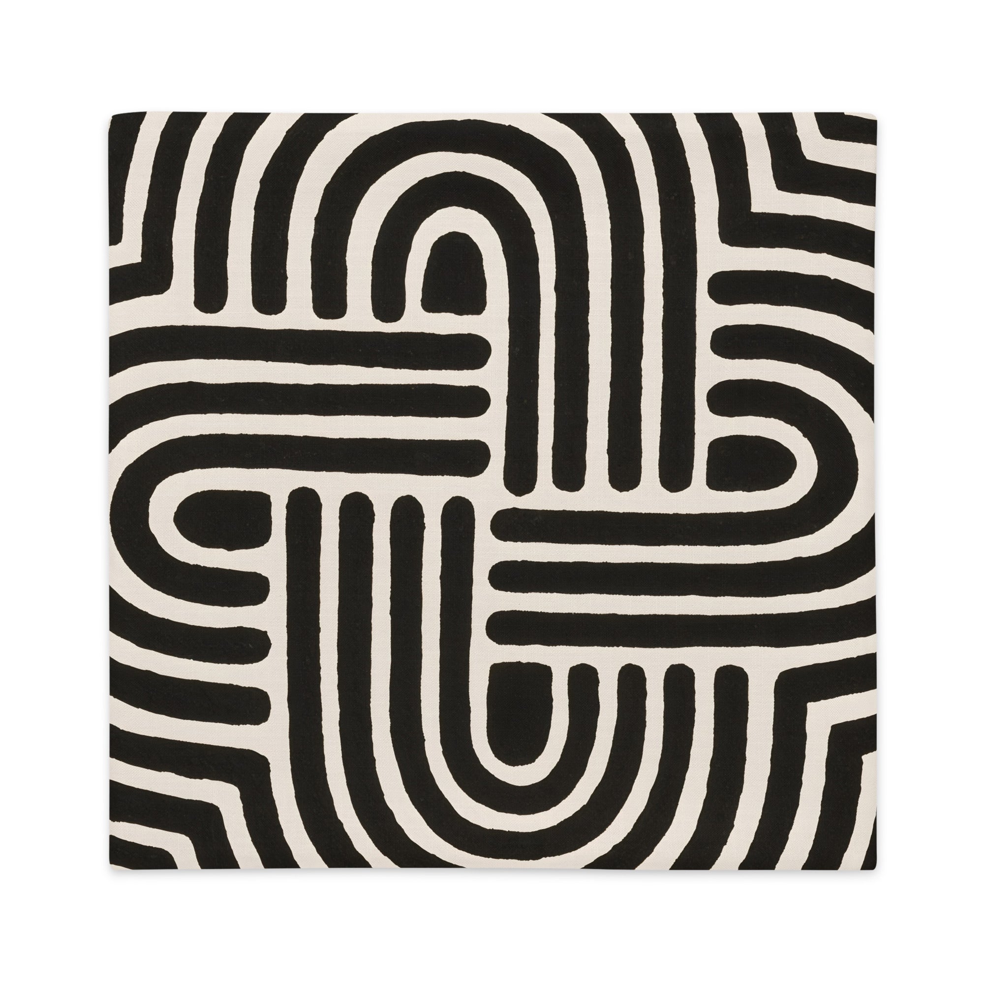 Coussin Décoration Art Précolombien motif beige sur fond noir, Grand Masque Tribal Axayacatl, MZelle design