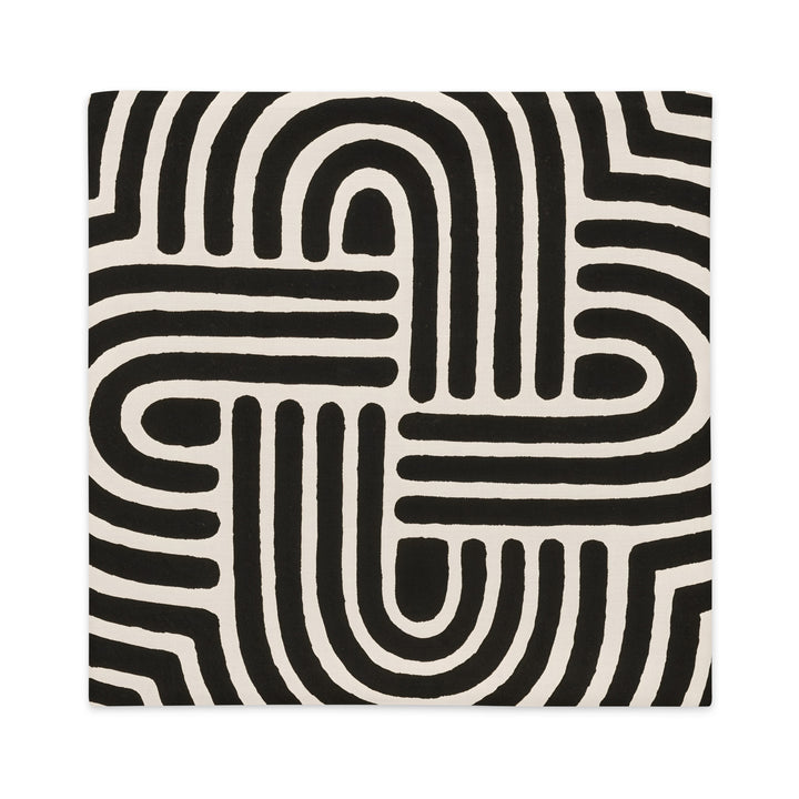 Coussin Décoration Art Précolombien motif beige sur fond noir, Grand Masque Tribal Axayacatl, MZelle design