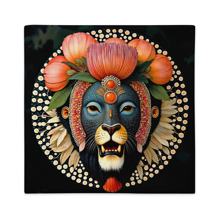Coussin décoratif thème AFRIQUE MZelle design, tête de lion, masque africain tribal et coloré  