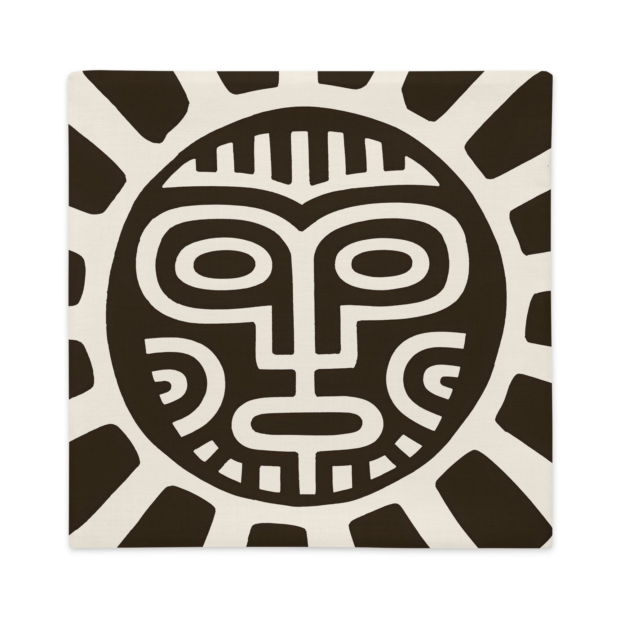 Housse de coussin aspect lin Mzelle Design,  Beau Design graphique d'inspiration Tainos et Arawaks sur fond clair