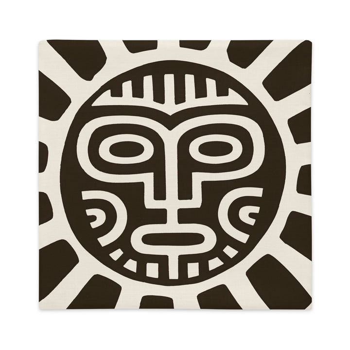 Housse de coussin aspect lin Mzelle Design,  Beau Design graphique d'inspiration Tainos et Arawaks sur fond clair