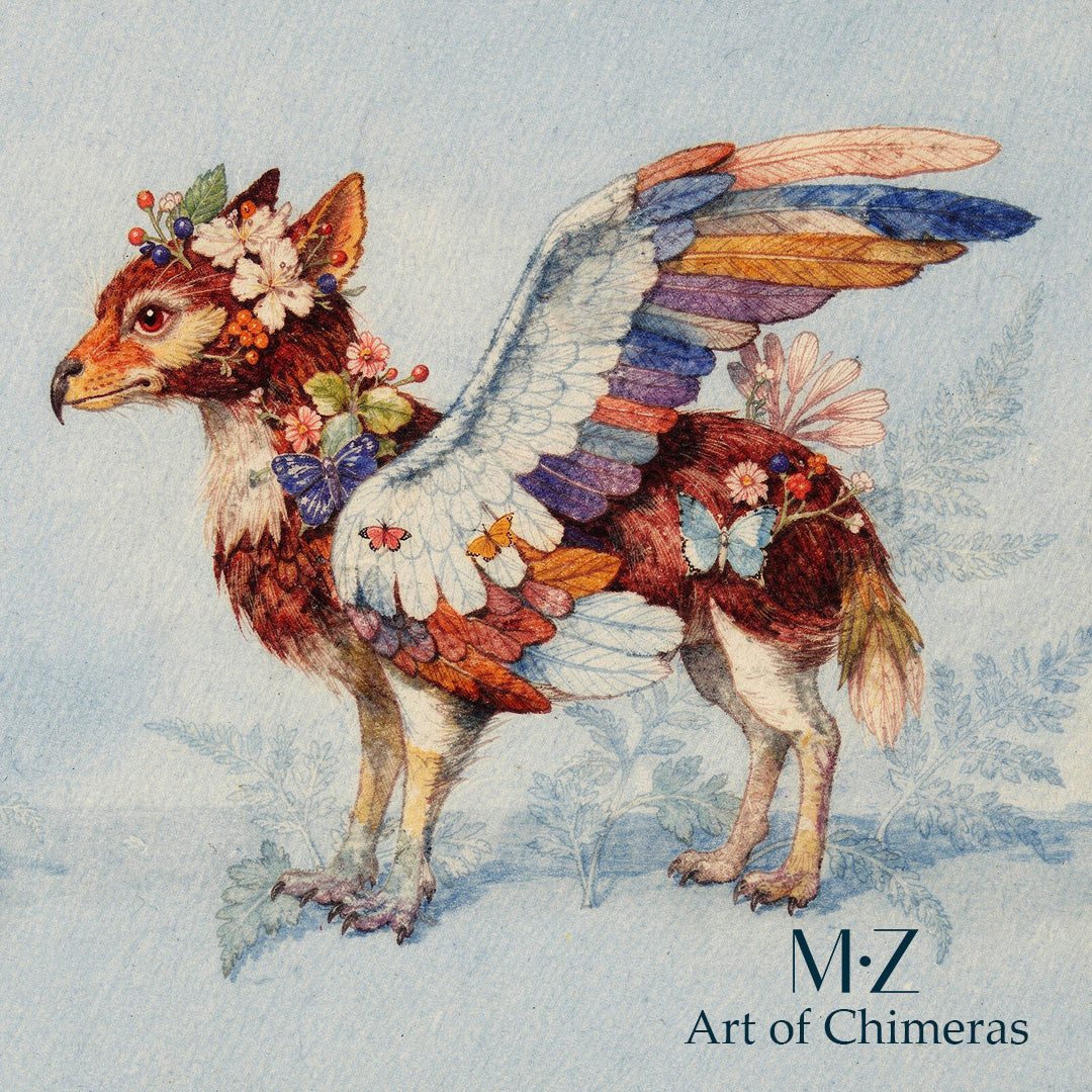 carte cadeau boutique Mzelle design de 32  euros, motif illustré représentant un animal chimérique