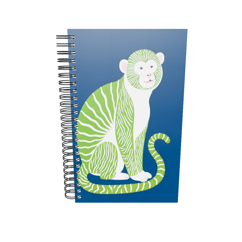Carnet à spirale A5 - Crunchy Truffle Singes Rayés - Vert et Bleu 140 pages