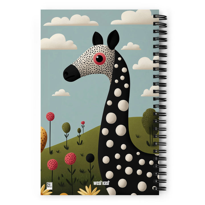 Carnet A5 Illustré par West Kast, met en scène une panthère songeuse et une girafe style graphique moderne