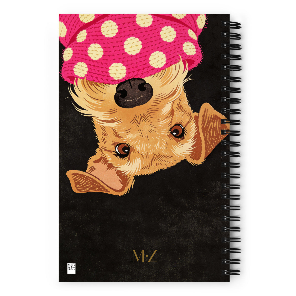 Carnet A5, 140 pages pointillées, Couverture illustrée motif fox terrier Mzelle design.