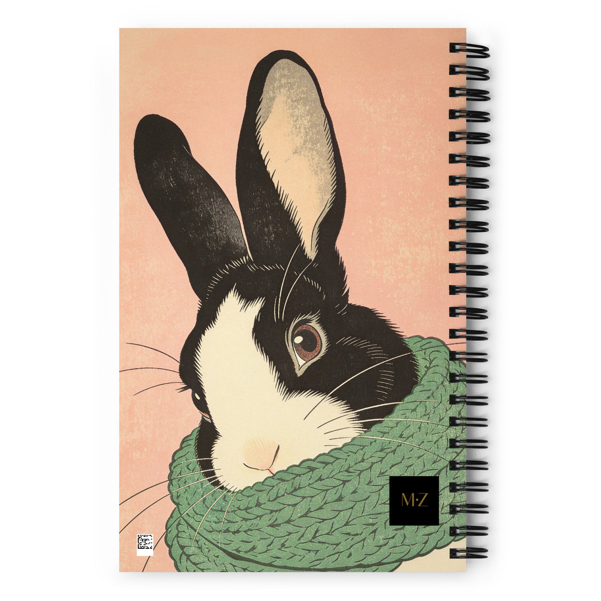 Carnet A5 Mzelle design, 140 pages pointillées, Couverture motif Lapin bicolore