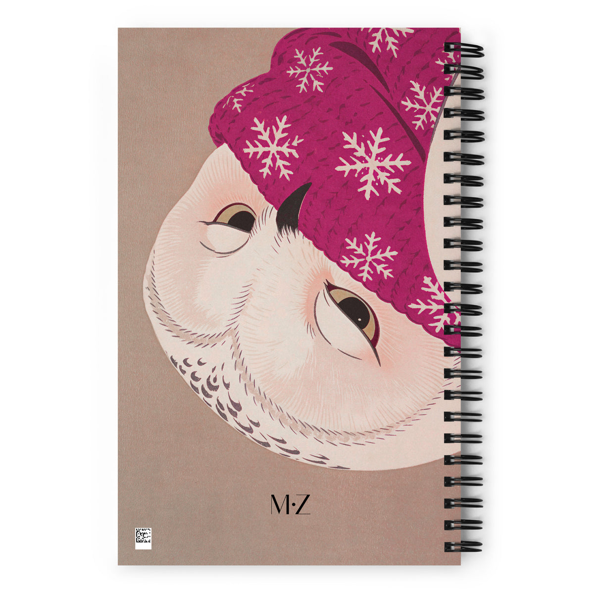 Mzelle design Carnet A5, 140 pages pointillées, Couverture illustrée motif Chouette harfang des neiges. 