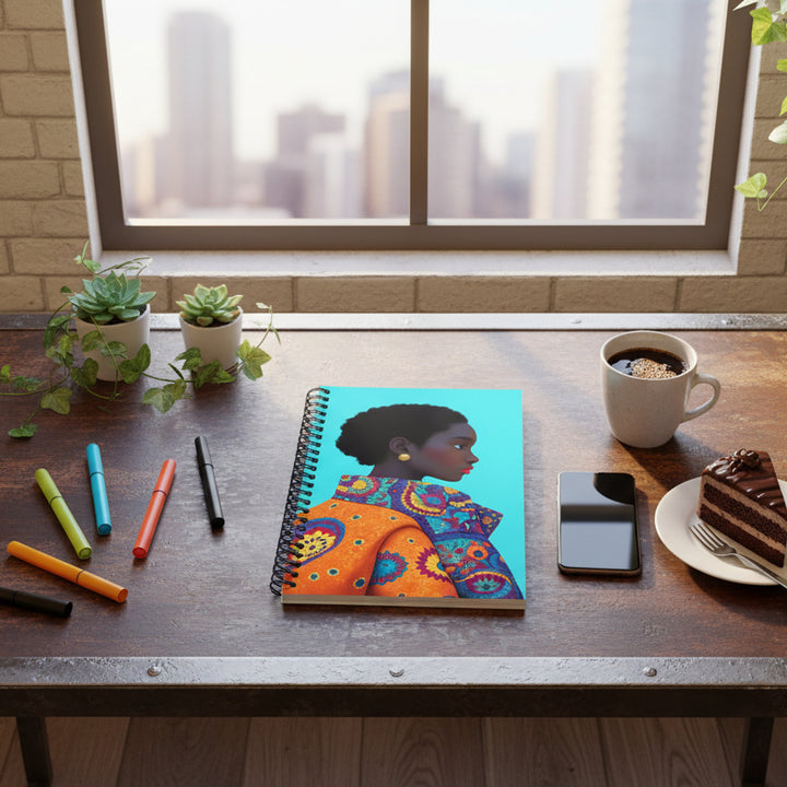 photo de décoration, carnet Mzelle Design posé sur le bureau à côté de feutres, stylo, une tasse de café, un smartphone et une part de gâteau au chocolat