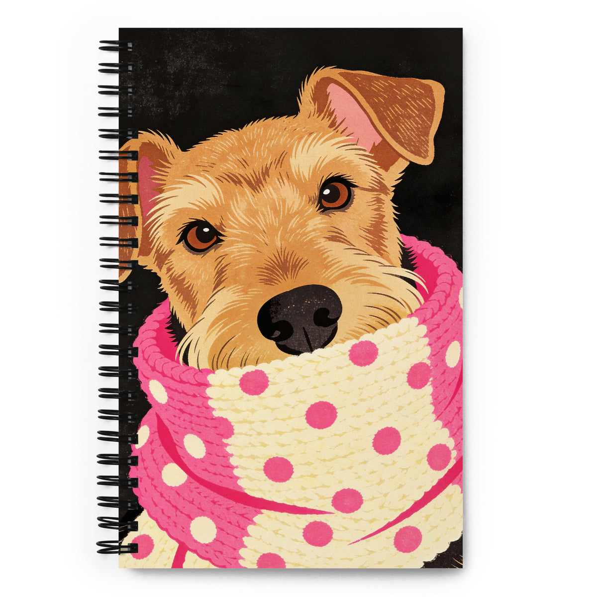 Carnet A5, 140 pages pointillées, Couverture illustrée motif fox terrier Mzelle design.