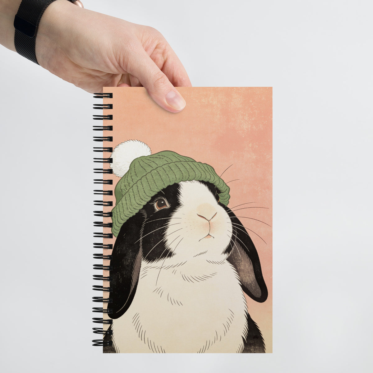 Carnet A5, 140 pages pointillées, Couverture motif Lapin bicolore